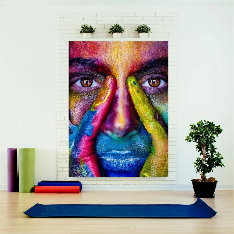 پوستر پارچه ای مدل بک دراپ چهره رنگی کد n65