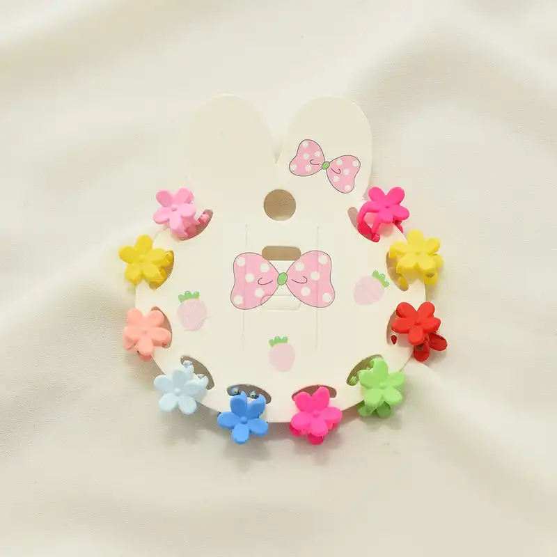 گیره مو زنانه مدل ریز بیبی طرح گل گلی مات بسته 8 عددی