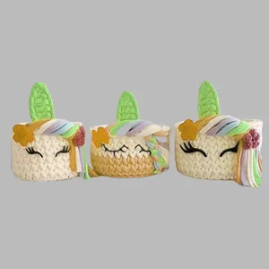 سبد قلاب بافی تریکو طرح یونیکورن کد 6 مجموعه 3 عددی