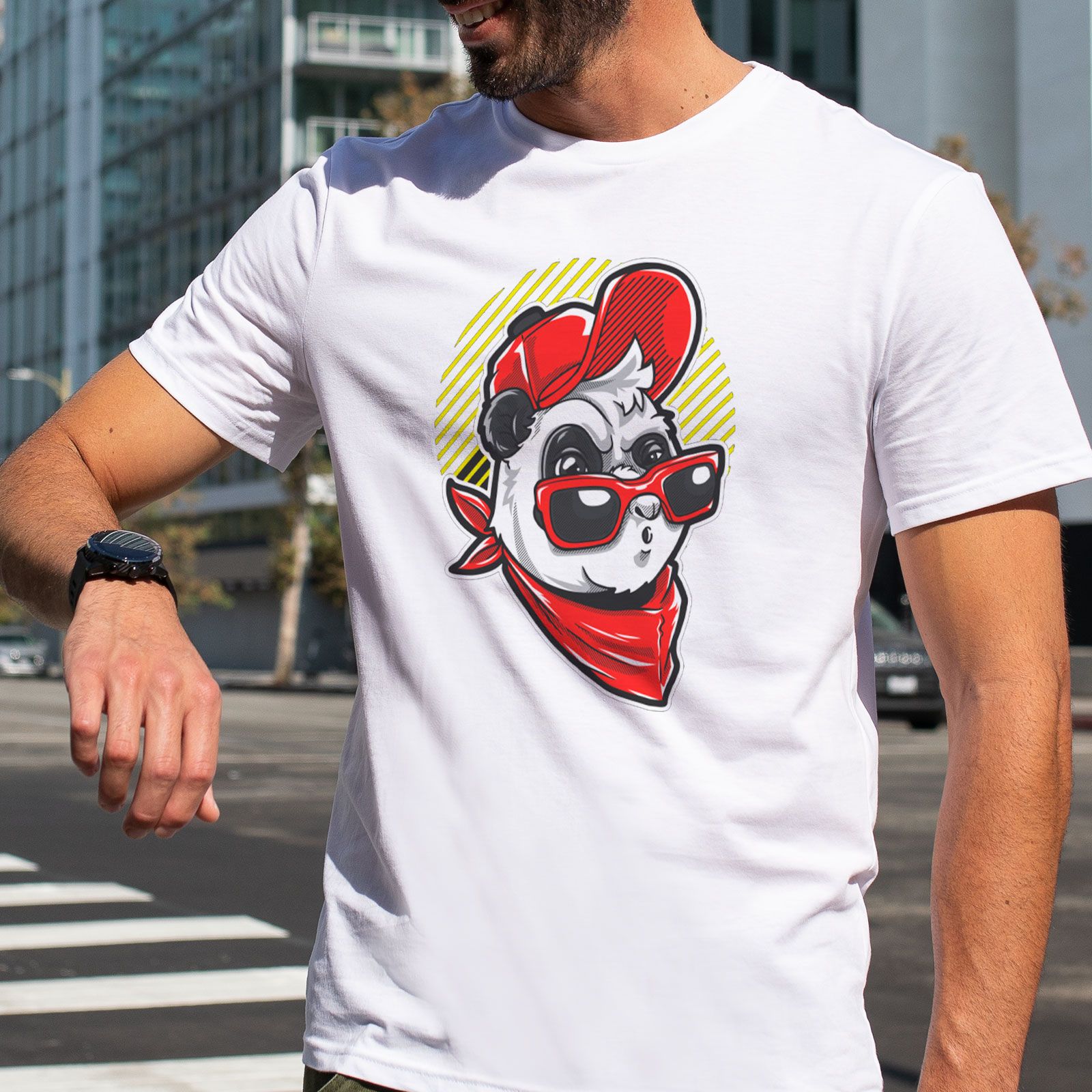 تی شرت آستین کوتاه مردانه هومرو مدل TW394 طرح پاندا -  - 7