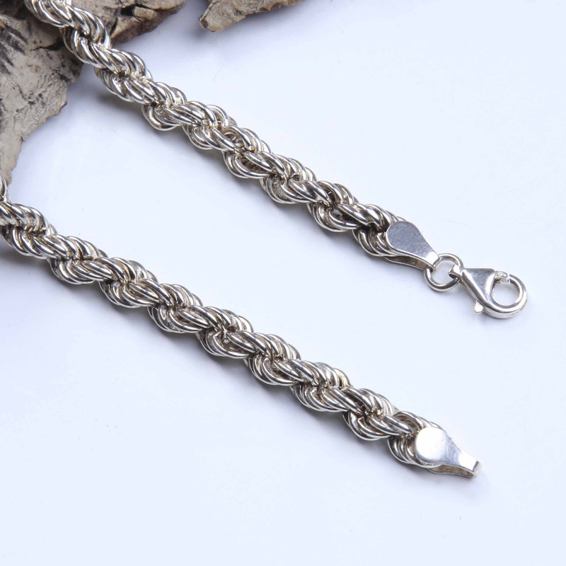 زنجیر نقره مردانه مدل مدل طنابی کد ZR-118