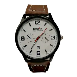 ساعت مچی عقربه‌ای مردانه پوستیف مدل بند چرمی کد 10