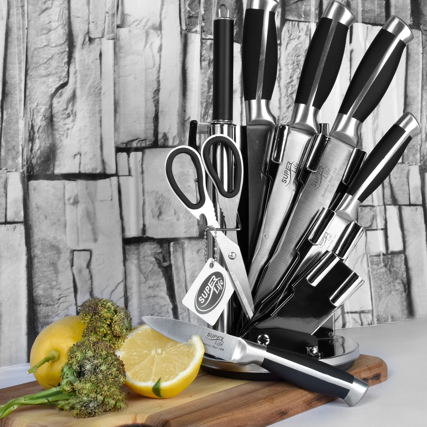 سرویس چاقوی آشپزخانه 9 پارچه سوپر لایف مدل SL-008