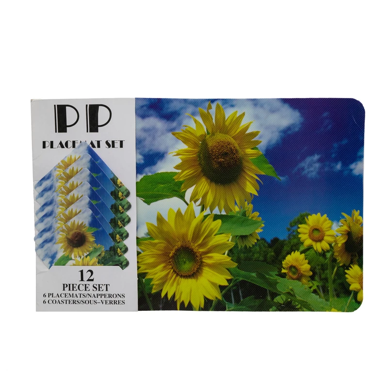 زیربشقابی مدل گل آفتابگردان مجموعه 12 عددی