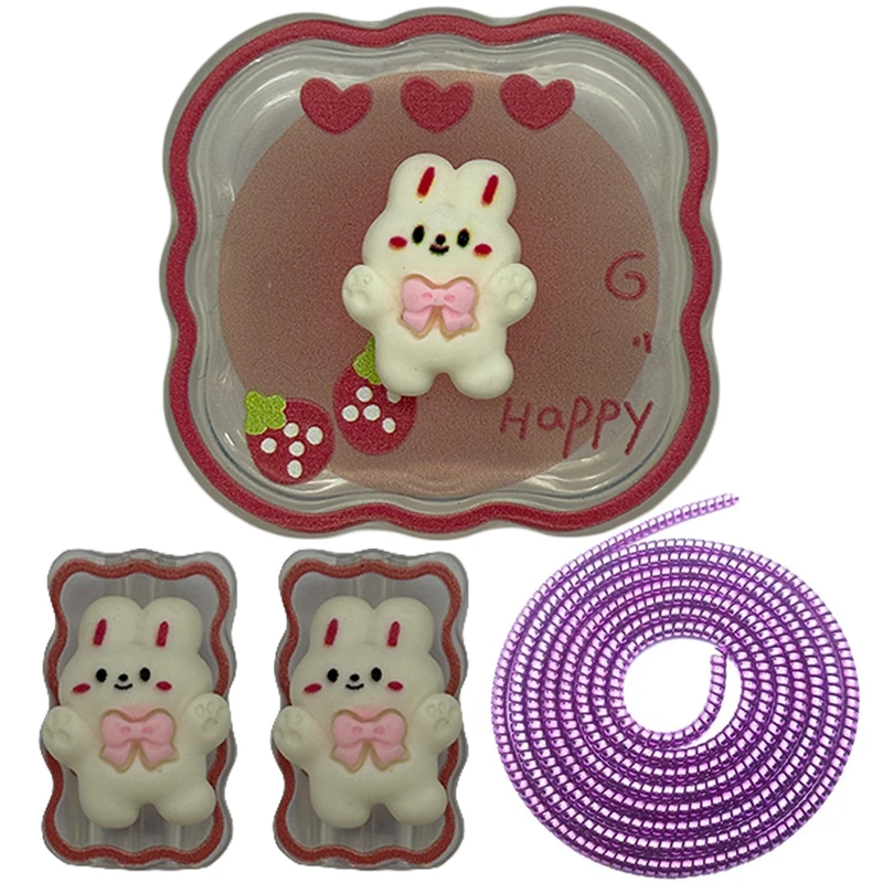 محافظ کابل مدل Bunny Jump به همراه محافظ شارژ دیواری مجموعه 4 عددی