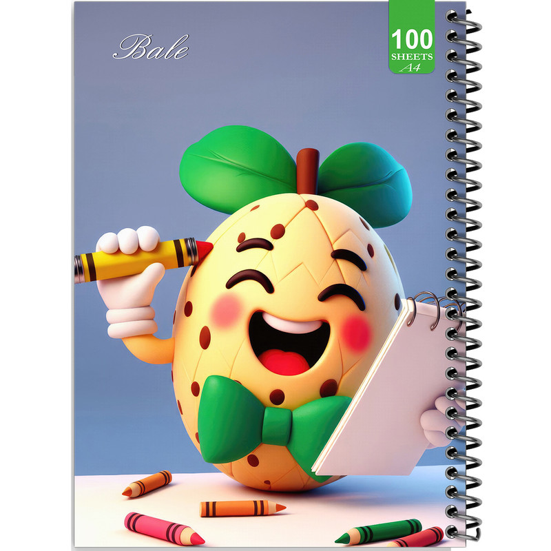 دفتر نقاشی 100 برگ بله طرح فانتزی میوه کد A4-N27