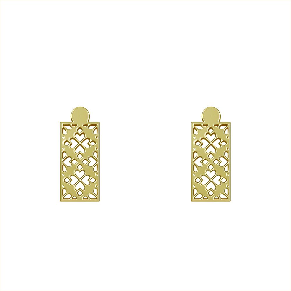 گوشواره طلا 18 عیار زنانه مدوپد مدل مستطیل اسلیمی کد GA1-10227 -  - 2