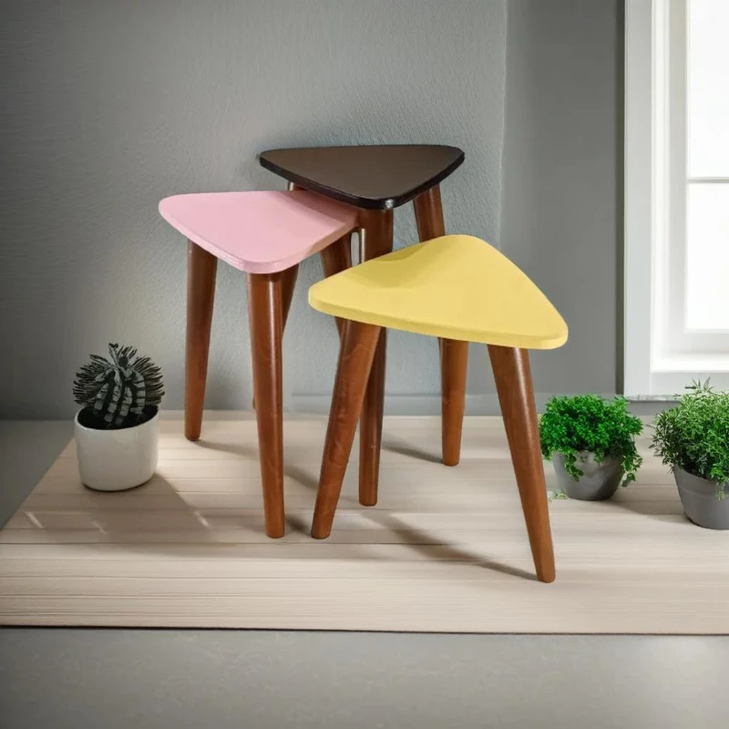 میز عسلی مثلث مدل لیون 324 کد 56 مجموعه سه عددی