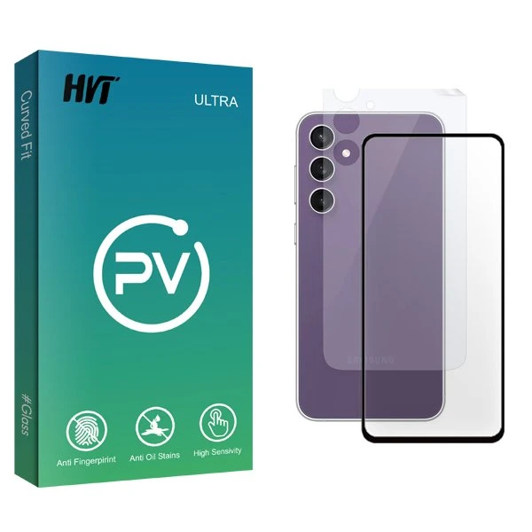 محافظ صفحه نمایش شیشه ای اچ وی تی مدل PV مناسب برای گوشی موبایل سامسونگ Galaxy S23 FE  به همراه محافظ پشت گوشی