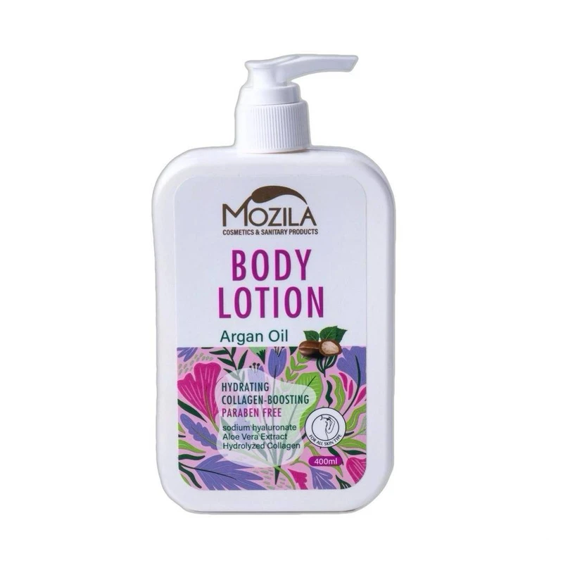 لوسیون بدن موزیلا مدل هیالورونیک اسید و روغن آرگان حجم 400 میلی لیتر