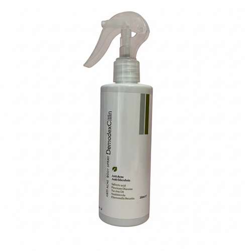 اسپری ضد جوش بدن دمودکسیلین مدل سالیسیلیک اسید مناسب برای پوست آکنه ای حجم 250 میلی لیتر