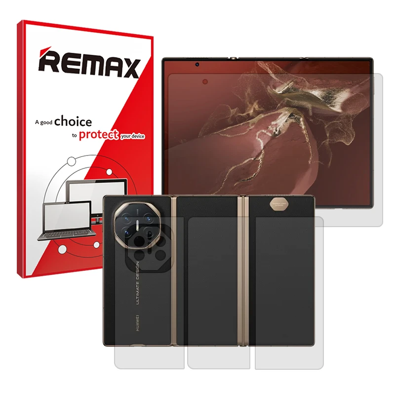 محافظ صفحه نمایش شفاف ریمکس مدل Resistant مناسب برای گوشی موبایل هوآوی Mate XT Ultimate به همراه محافظ پشت گوشی