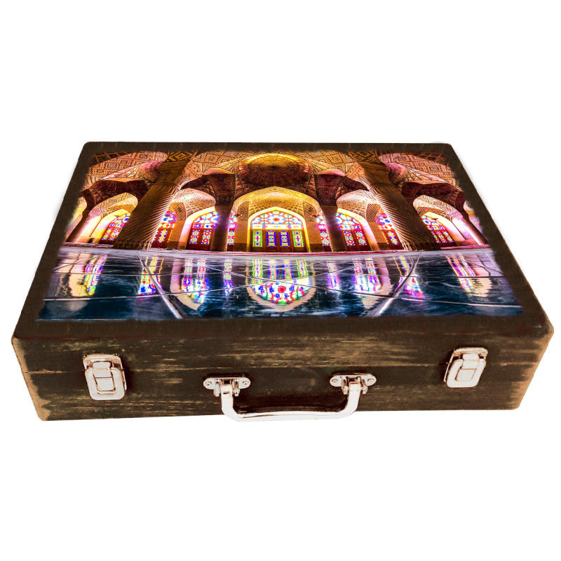 جعبه هدیه مدل چمدان چوبی طرح مسجد صفوی کد WSL588