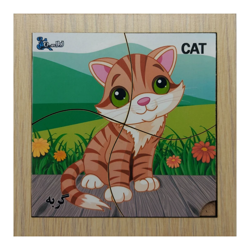 پازل 4 تکه اطلس آبی طرح حیوان گربه مدل P4-018