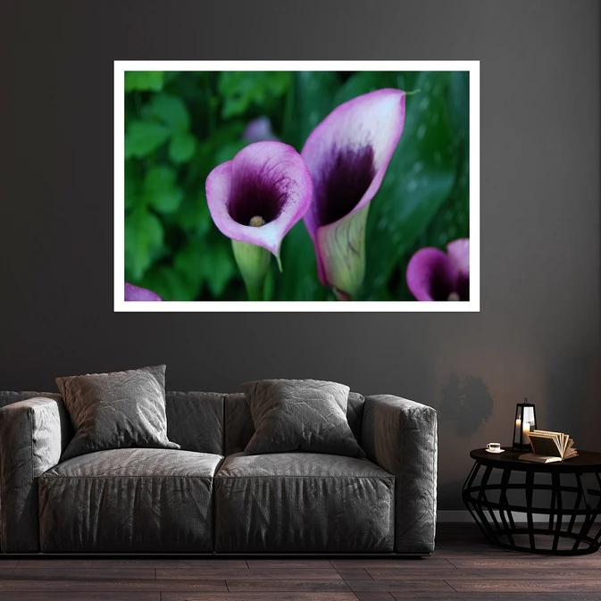 تابلو بکلیت طرح طبیعت و گل بنفش مدل قاب شاسی W-s8510