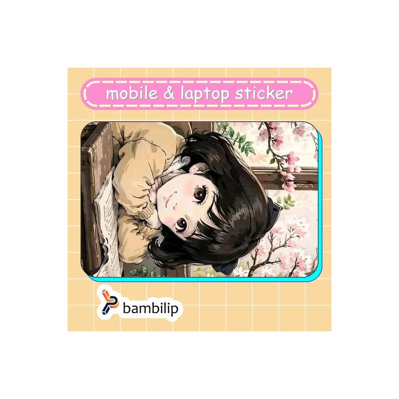 استیکر بامبیلیپ مدل کارت عابر طرح دختر و شکوفه های گیلاس کد 8850796