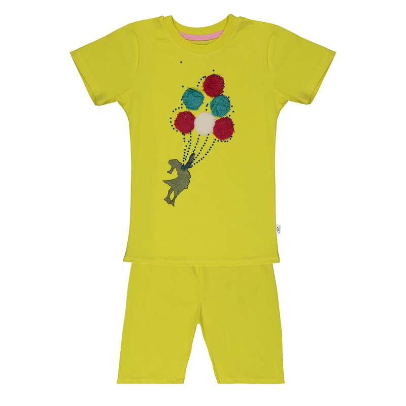 ست تی شرت و شلوارک دخترانه بانالی مدل بادکنک کد 3491