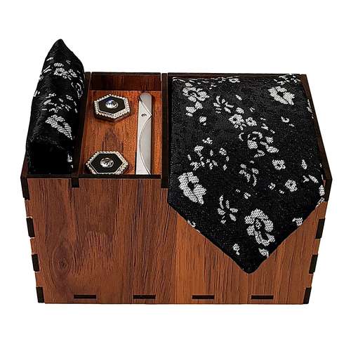 ست کراوات و دستمال جیب و دکمه سردست و گیره کراوات مردانه مدل 481A