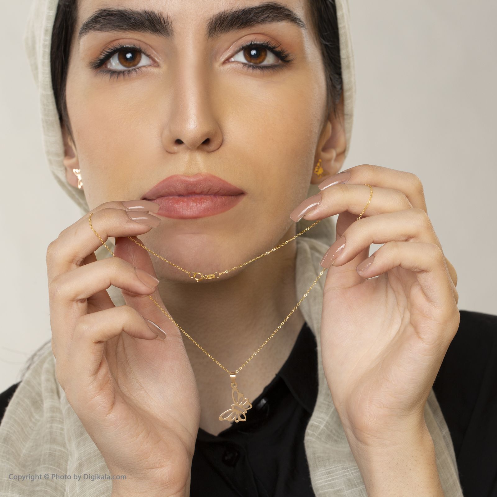 نیم ست طلا 18 عیار زنانه کاپانی طرح پروانه کد KS016 -  - 3