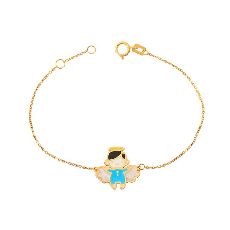 دستبند طلا 18 عیار دخترانه هور گالری مدل AKB301