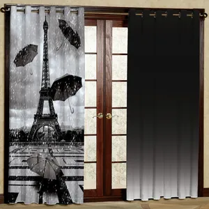 پرده مدل برج ایفل مشکی مخمل پانچی کد 1252 m سایز 200x140 سانتی متر