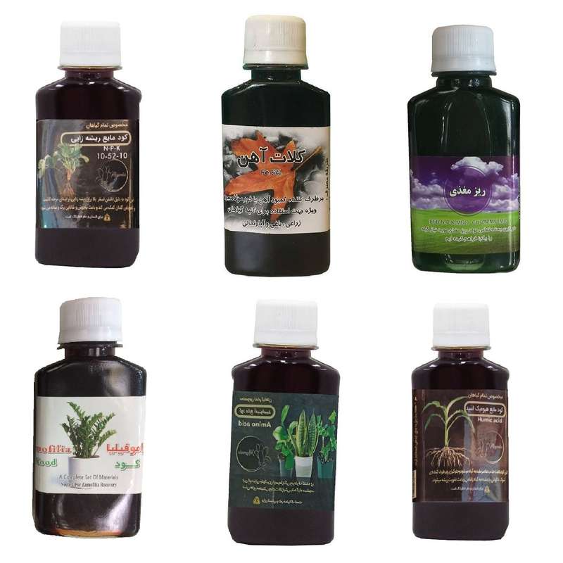 کود مایع فسفر ریشه زایی 10-52-10 و کلات آهن و ریز مغذی و کود زاموفیلیا و امینو اسید و هیومیک اسید مدل life drop حجم 120 میلی لیتر