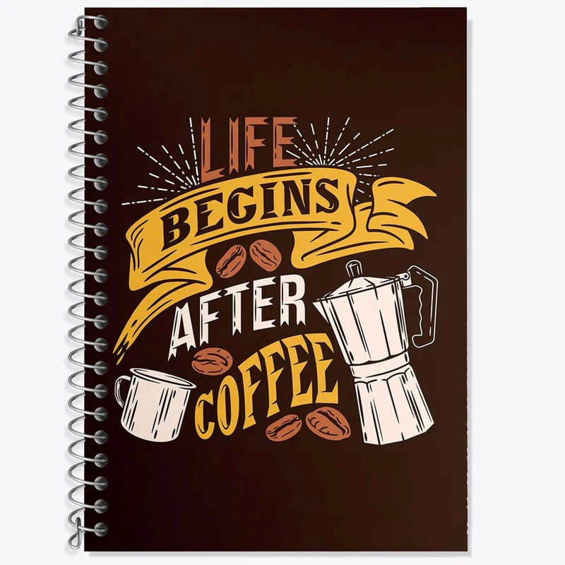 دفتر زبان 50 برگ خندالو مدل دو خط طرح قهوه Coffee کد 22000