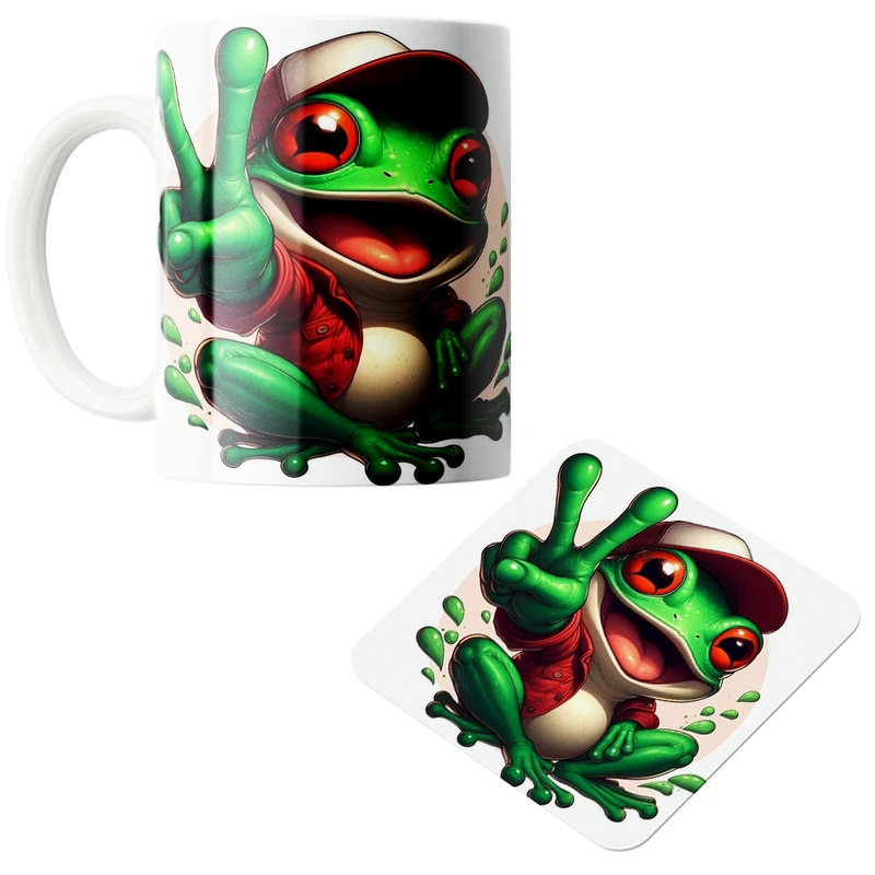 ماگ مدل قورباقه کد 60 به همراه زیرلیوانی