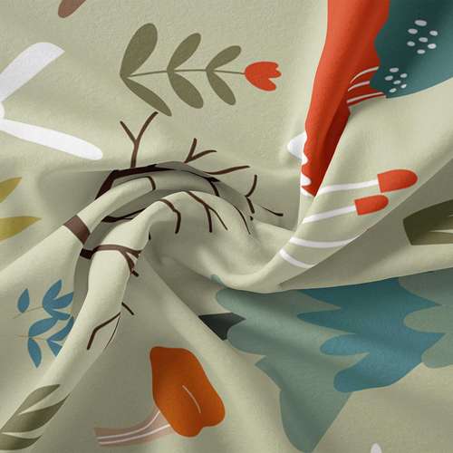  پارچه ملحفه پارچه باما مدل مخمل طرح روباه جنگل  5011483