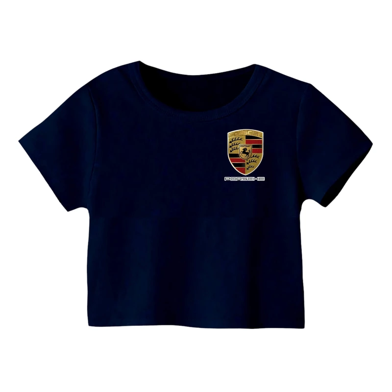 کراپ‌ تی‌شرت آستین کوتاه زنانه مدل لوگو‌ کد 13