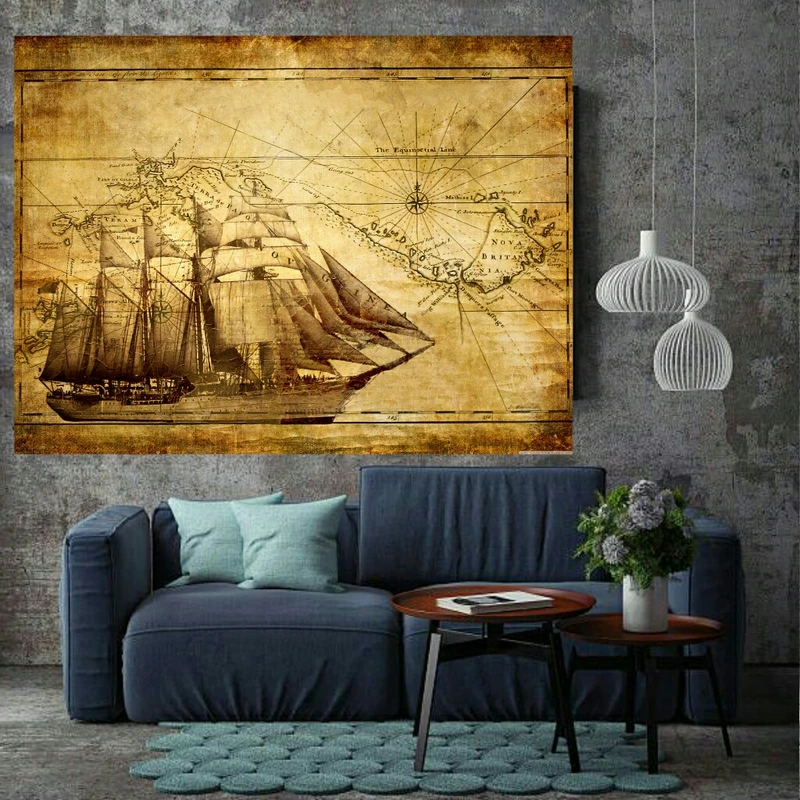 پوستر طرح نقشه آنتیک جهان مدل PO1301