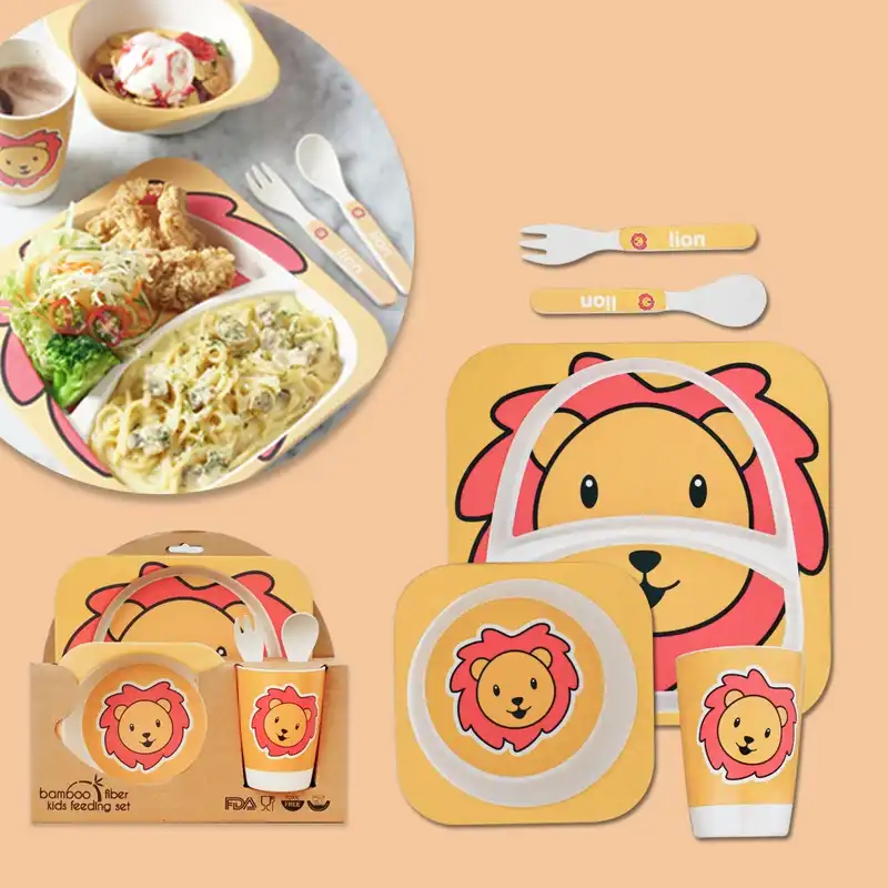 ظرف غذای 5 تکه کودک طرح شیر کد 3037