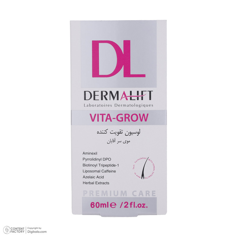 لوسیون تقویت کننده مو درمالیفت مدل VITA GROW حجم 60 میلی لیتر