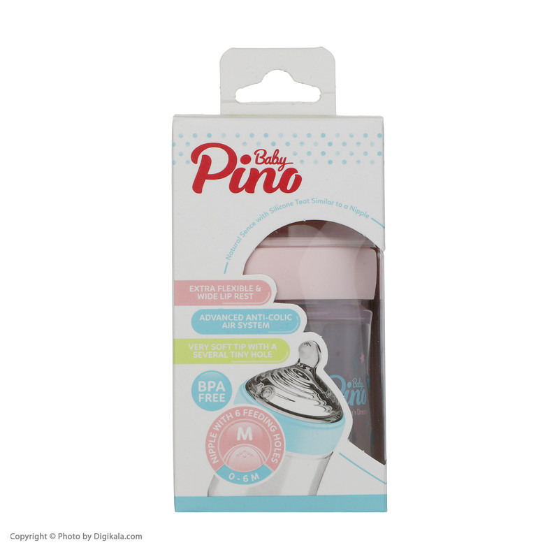 شیشه شیر پینو بیبی مدل Natural sense کد M 0-6 ظرفیت 150 میلی لیتر