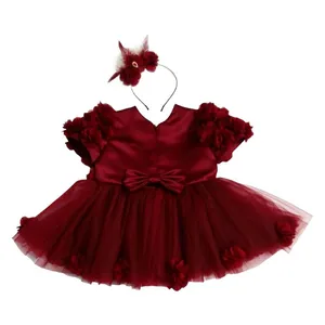 ست پیراهن و تل مو دخترانه مدل گل کد 02