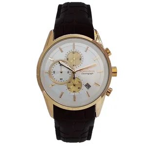 ساعت مچی عقربه‌ای مردانه رومانسون مدل بندچرمی کرنوگراف سه موتور کد 1012