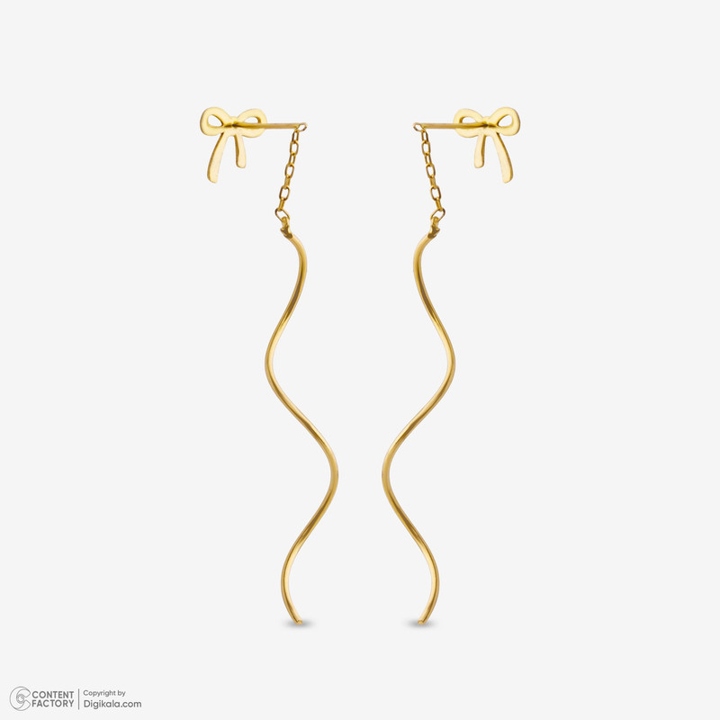 گوشواره بخیه‌ای طلا 18 عیار زنانه مطیع ها مدل 597 پاپیون کرلی