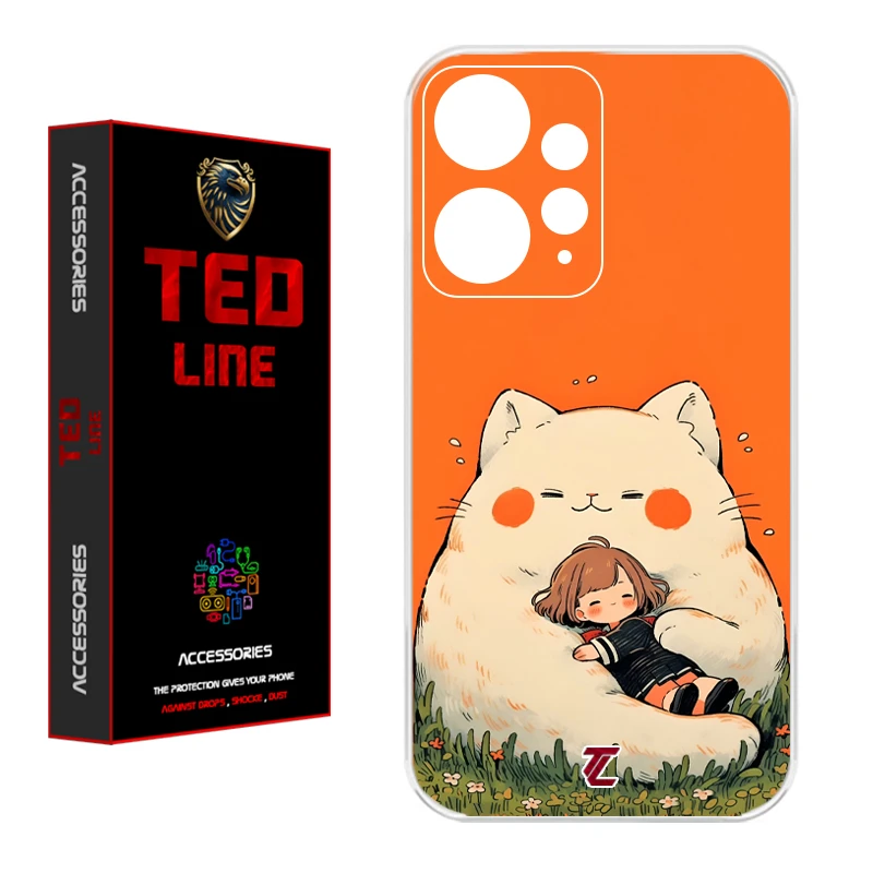 کاور تدلاین طرح گربه نارنجی کد 1138 مناسب برای گوشی موبایل شیائومی Redmi Note 12 4G