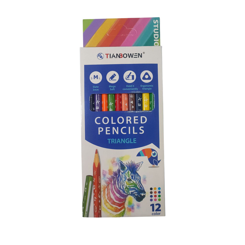 مداد رنگی ۱۲ رنگ تیان بوون مدل Triangle