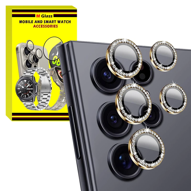 محافظ لنز دوربین ام‌گلس مدل Ring Diamond MG مناسب برای گوشی موبایل سامسونگ Galaxy S25 Ultra
