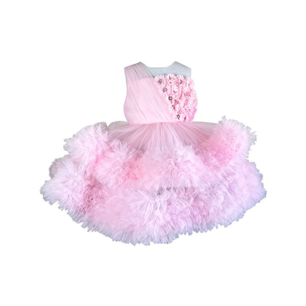 پیراهن بدون آستین یقه گرد دخترانه مدل پرنسسی پف پفی شکوفه