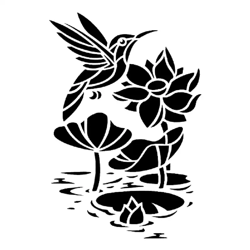 شابلون باتیس آرت طرح گل و پرنده کد 50-100