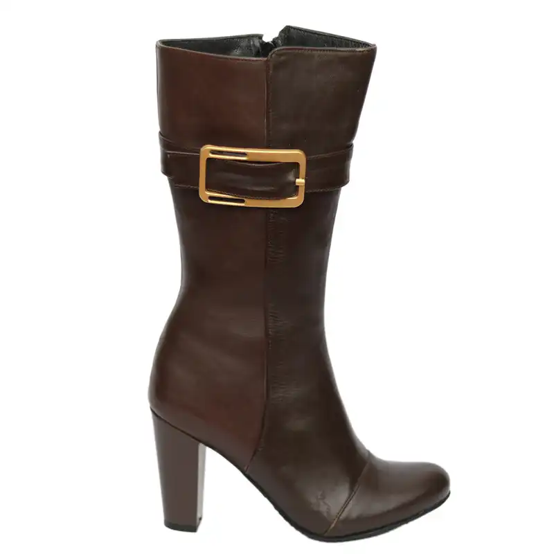 بوت زنانه مدل پاشنه دار چرمی کد 05