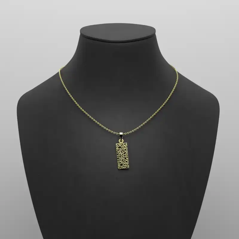 گردنبند طلا 18 عیار زنانه مدوپد مدل مستطیل کد FF2-1-1028