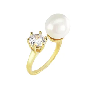 انگشتر زنانه مدل مروارید صدفی کد 119008183