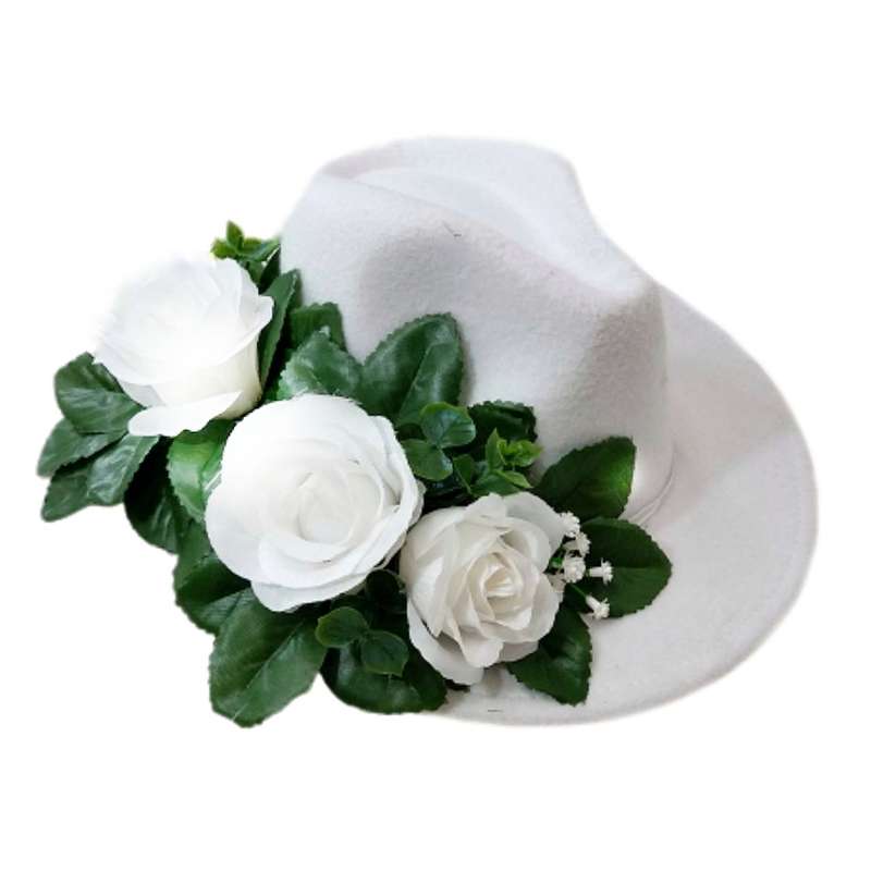 کلاه زنانه مدل فدورا تزیین شده کد Zh0009