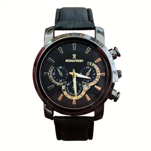 ساعت مچی عقربه‌ای مردانه مدل تک موتور تقویم دار بند چرمی