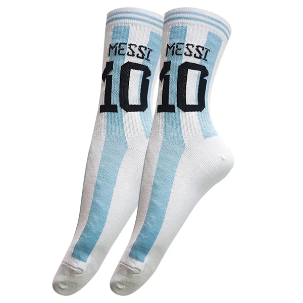 جوراب ورزشی ساق بلند مردانه تن پوش هنگامه مدل پنبه کش اسپرت فوتبالی مسی کد W11