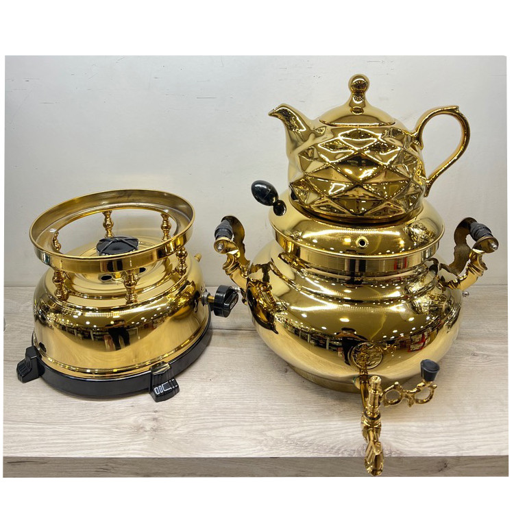 سماور گازی لیلان مدل سه کاره ترموکوبلی ظرفیت 8 لیتر به همراه قوری