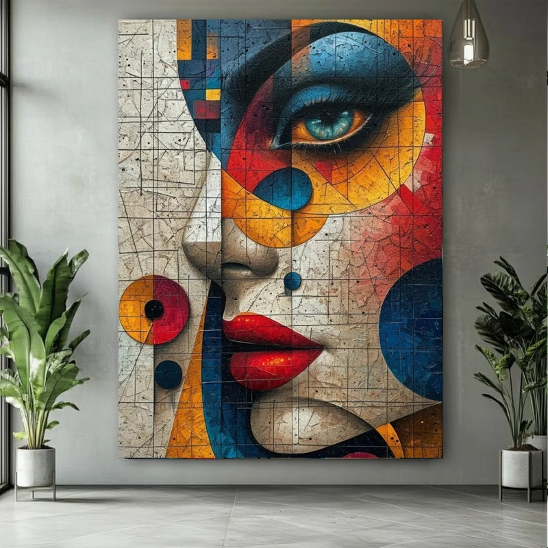 تابلو بوم طرح مخمل نقاشی هنری مدل نیمرخ کد FP106293